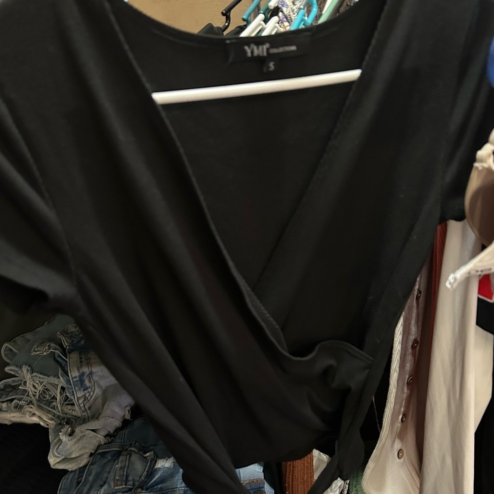 YMI Black Wrap Top